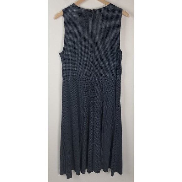 Lauren Ralph Lauren Sz.16 Navy & White Polka Dot Sleeveless Knee Length Dress - Picture 7 of 8